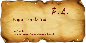 Papp Loránd névjegykártya