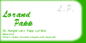lorand papp business card